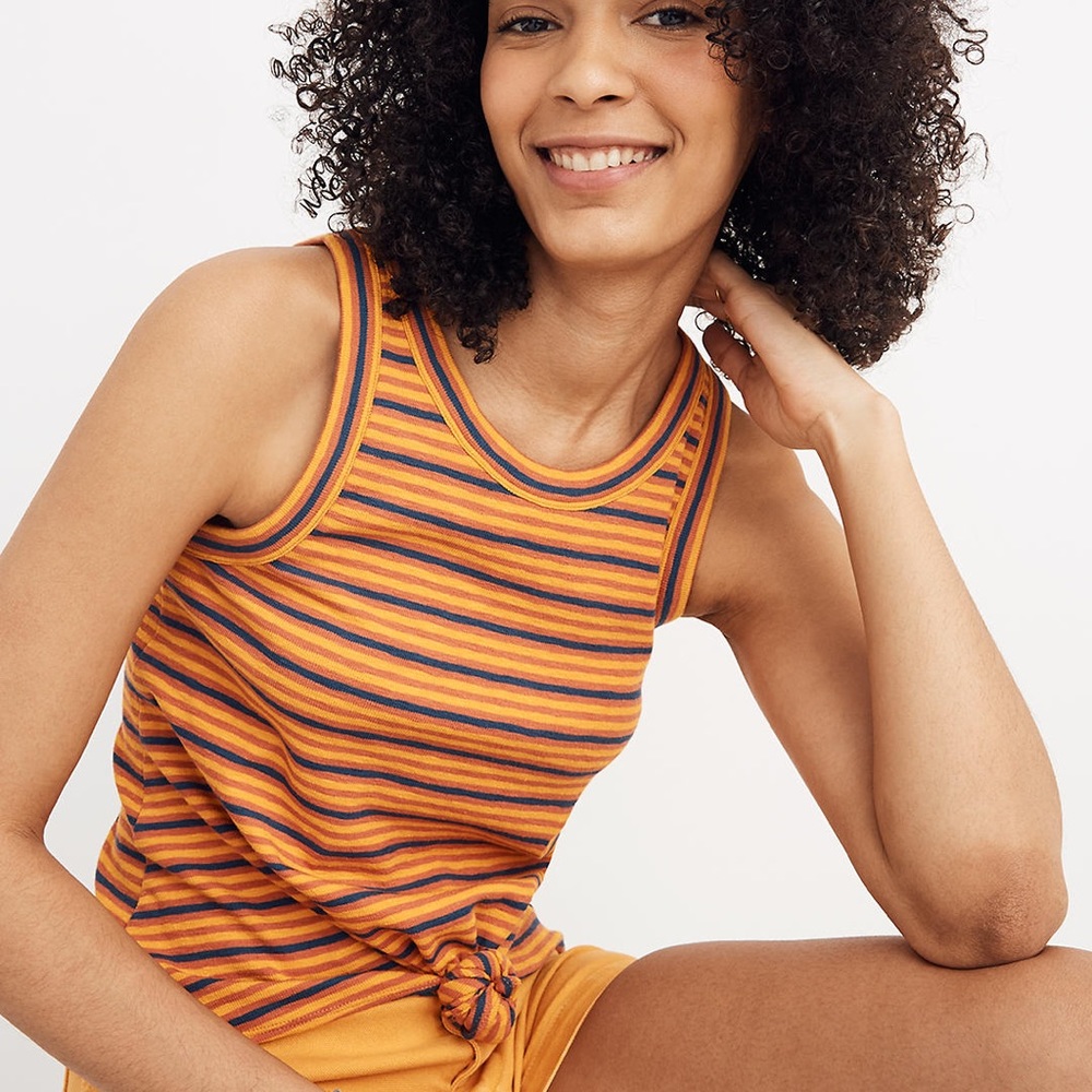 Madewell Audio Knot-Front Tank Top in Stripe